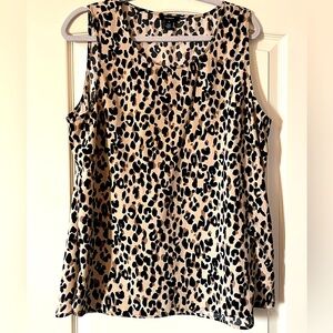 Halogen Animal Print Sleeveless Blouse - Black and Tan